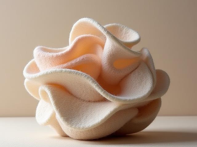 Einzigartige Filzskulptur in organischen Formen und natürlichen Farben